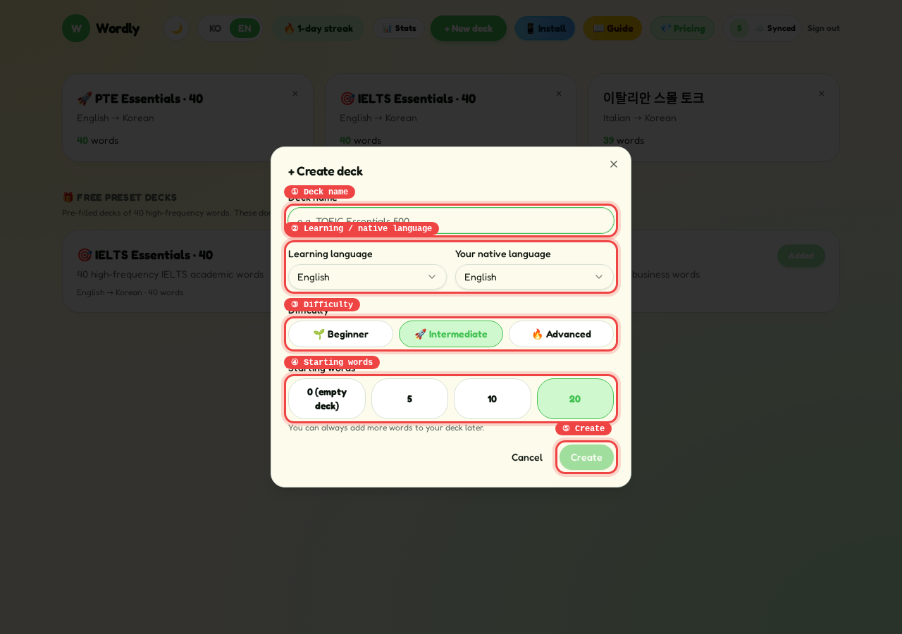 Create a deck